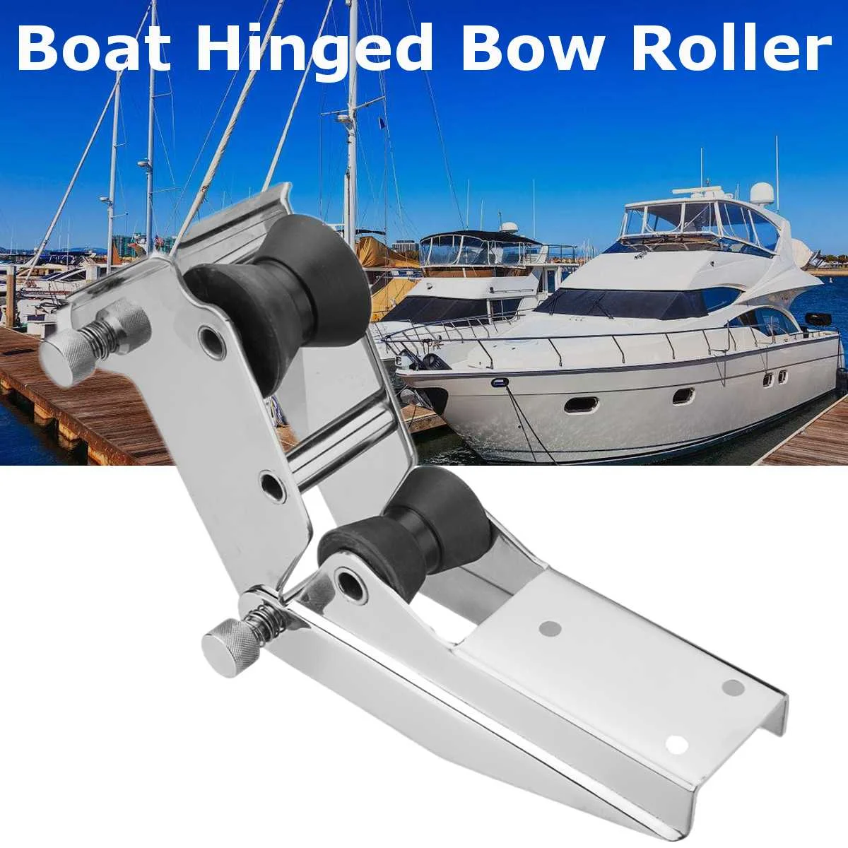 

Boat Hinged Bow Roller 316 Stainless Steel Surface Polishing Aid Retrieval Storage of Anchor two 50mm Rollers Quick Release