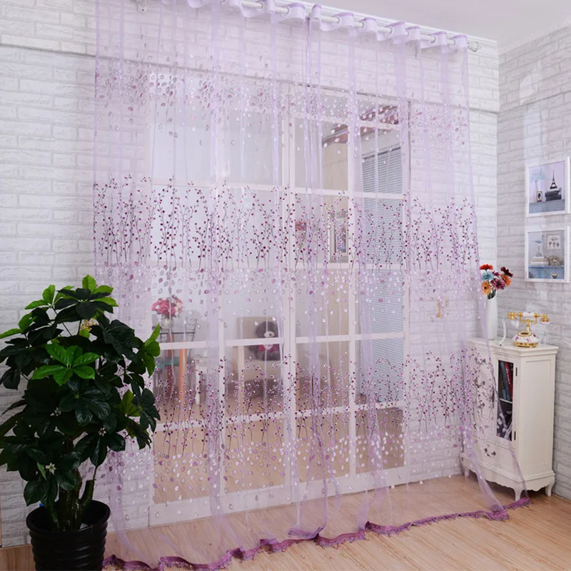 

Flower Printed Voile Screens For Room Terrace/Patio Gauze Shade Window Tulle Curtains For Windows