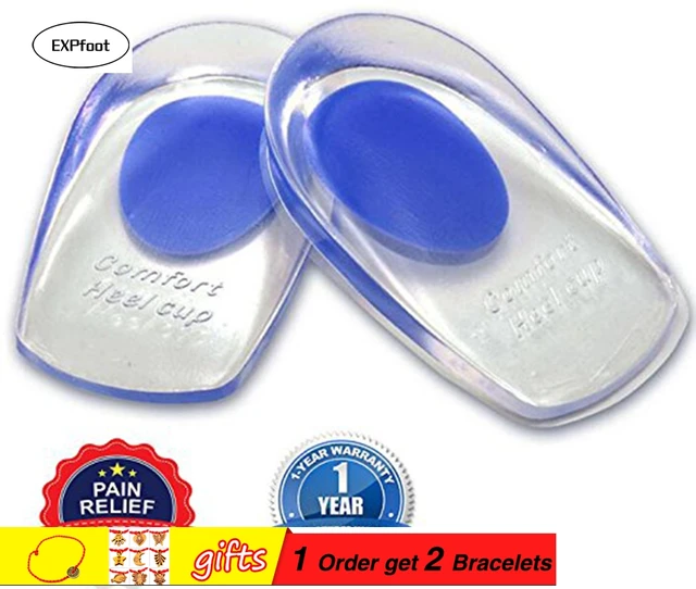 Cheap 1 Pair Soft Silicone Increase Heel Support Pad Cup Gel Shock Cushion Orthotic Insole Plantar Care Half-height for men and women