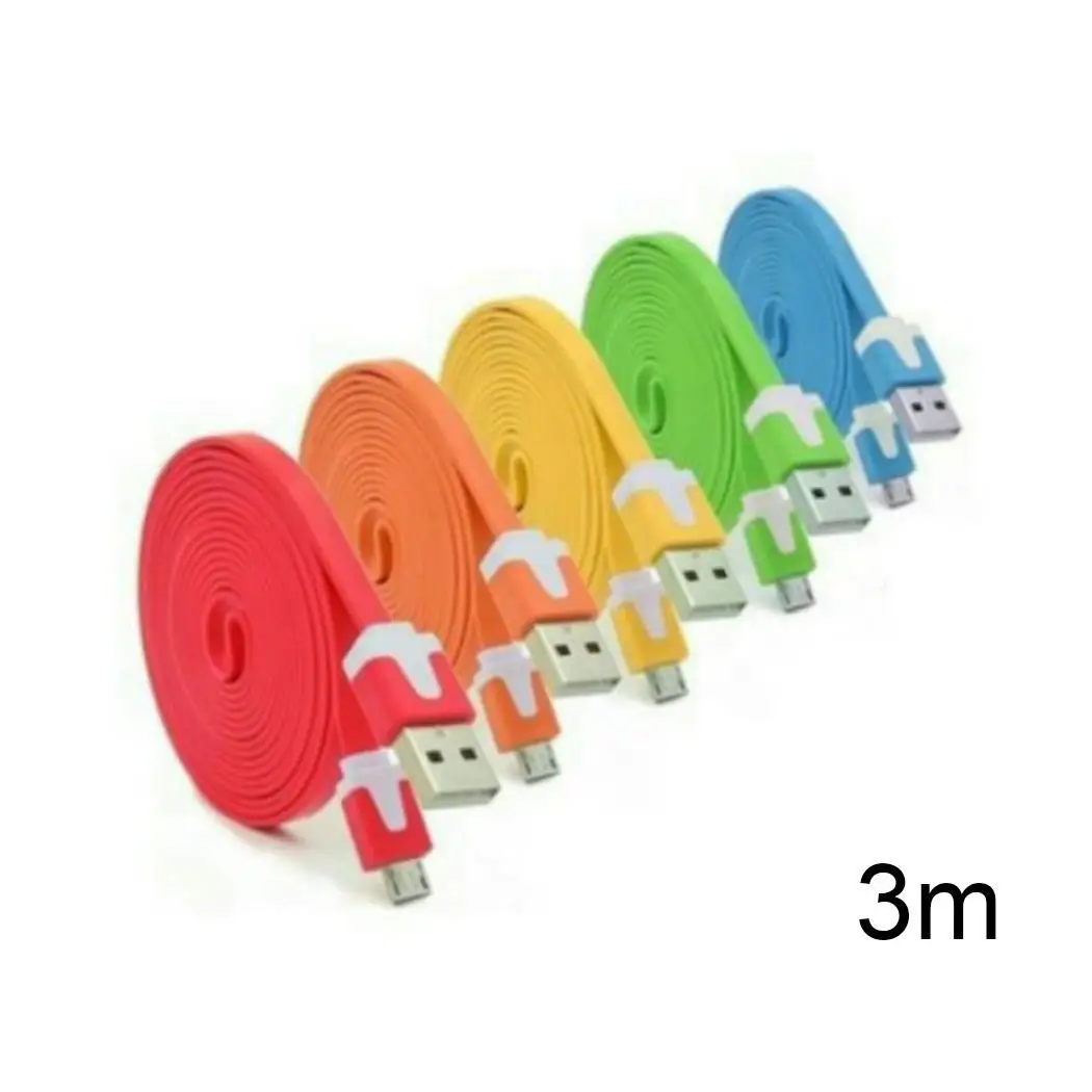 

3M Flat Noodle Fast Charging Cable USB Random Data Travel Home Office Cable For Android phone