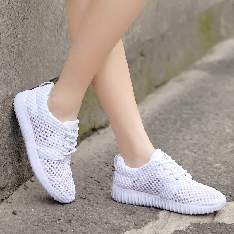 

ZOQI Breathable Sneakers Women Flats White Flat Shoes Women Loafers Superlight Mesh Ladies Shoes Zapatos Mujer Plus Size 35-44