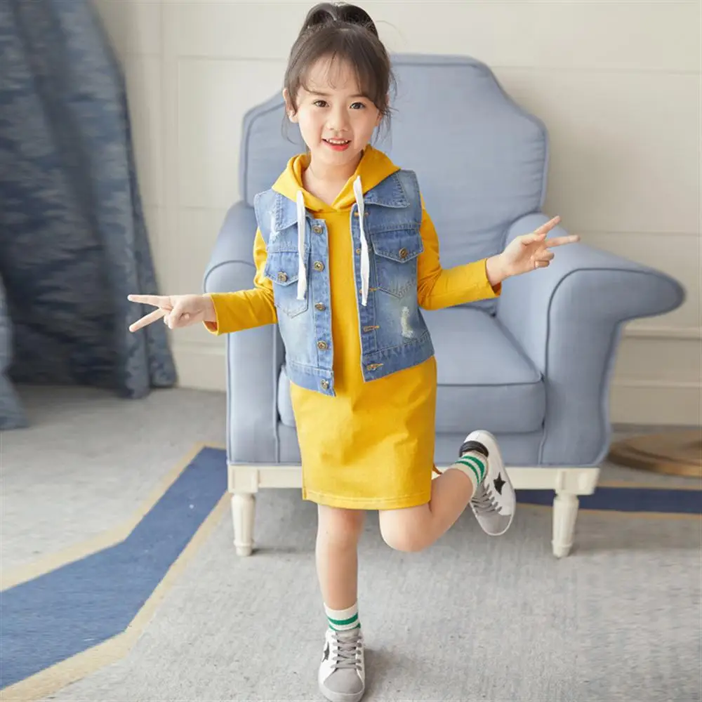 Children's Suit Girls Autumn Suit 2018 New Children's Sweater + Dress two piece Setin Dresses