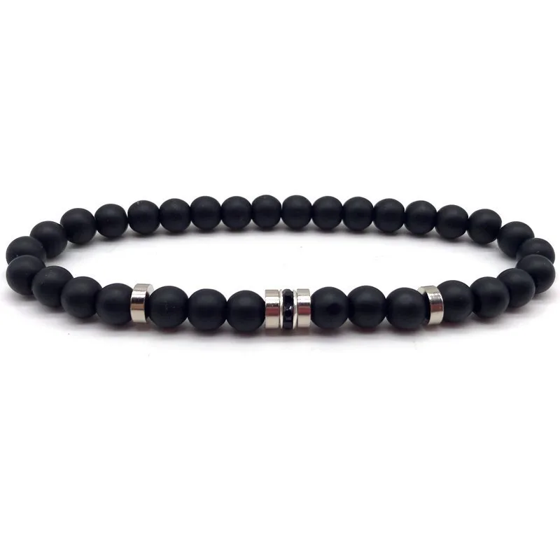 

2019 New Fashion Simple Stone Bead Bracelet Men Women Geometric Round 6mm Beads Classic Bracelet For Men Women Jewelry