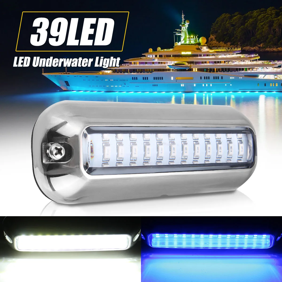 Us 23 69 20 Off 1x Universal 39 Led Underwater Pontoon Boat Transom Fishing Lights Lamp Bulb Boat Transom Light Cover Waterproof High Intensity In