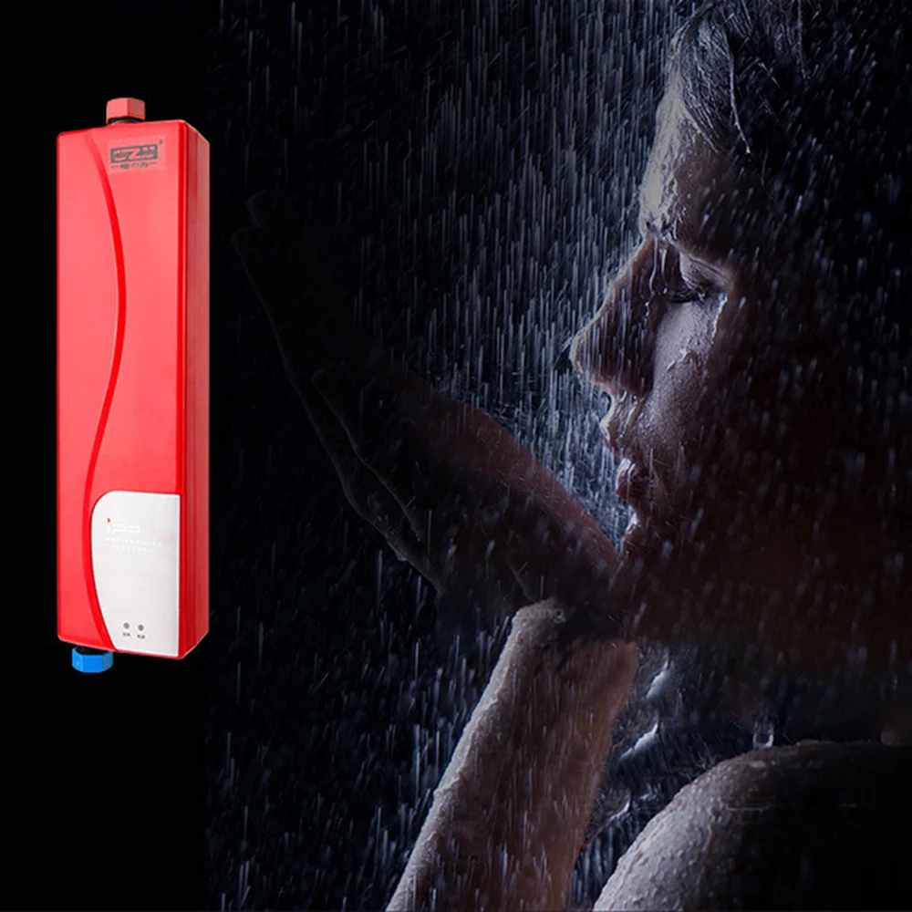 

GZU 220V 3000W Mini Electric Water Heater Instant Tankless Water Heater Indoor Shower Kitchen Bathroom Water Heating
