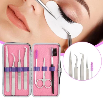 

7PCS Professional Grafting Eyelash Tool Set Eyelashes Extension Scissors Tweezers Kit b