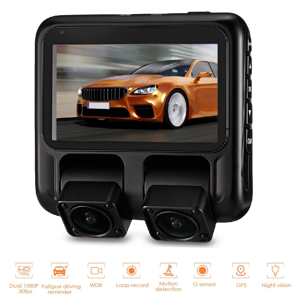 X100 FHD 1080P Car Driving Recorder 3 Inch LCD Dual Cameras Car DVR