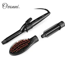 Ovonni 3-в-1 электрические щипцы для завивки волос Быстрый нагрев Керамика бочонок Плойка для волос утюжок с щетка для волос и термостойкая перчатка