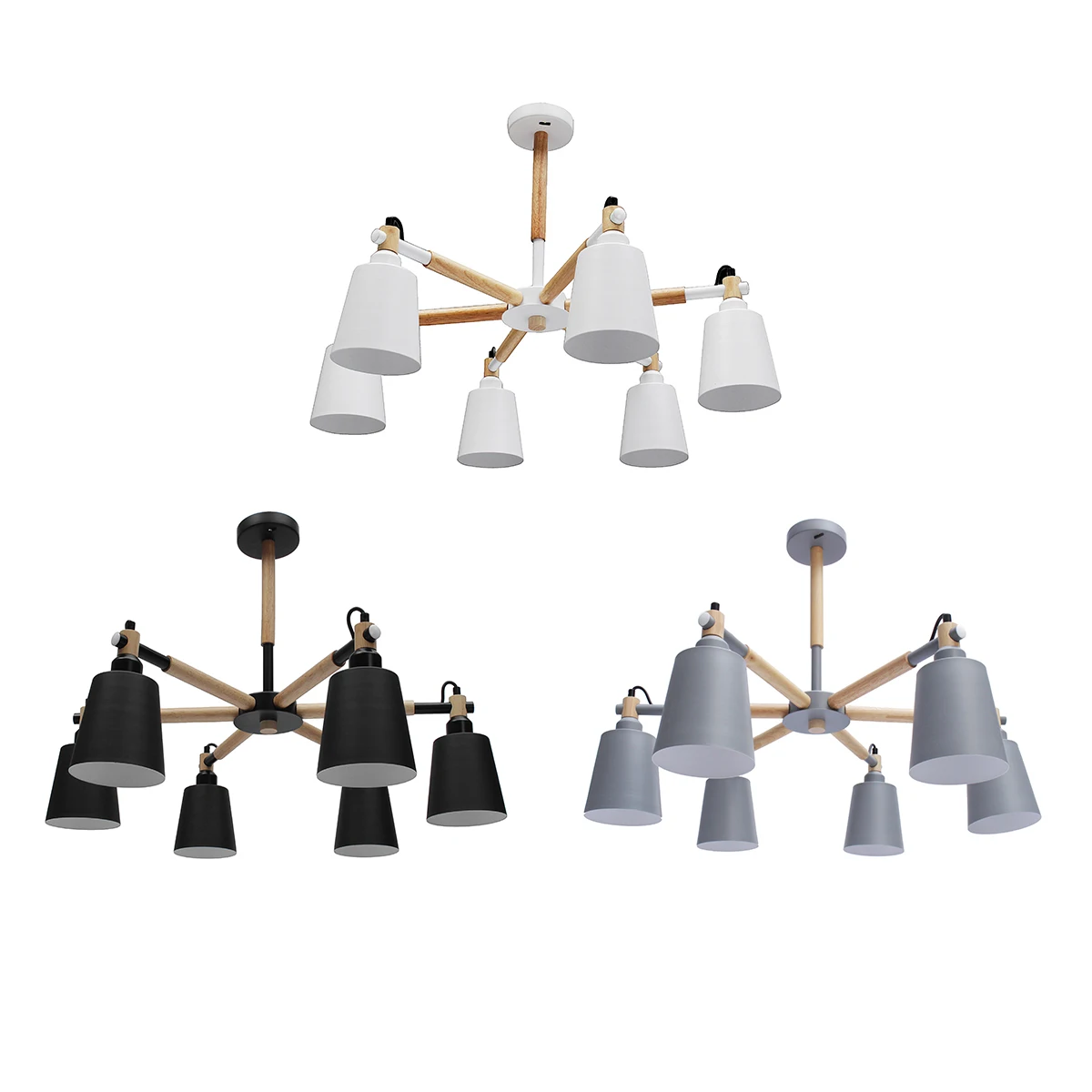 

Mising Macaron Modern Led Branch 6 Chandelier Iron + Wooden Material Indoor Cafe Decoration Chandelier Lighting Led Light
