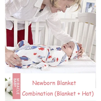 

1Set Newborn Baby Blankets With Hat Wrap Cartoon Animal Pattern Wrap Cotton Sleeping Swaddle Quilt Gauze Bath Towel Baby Toys