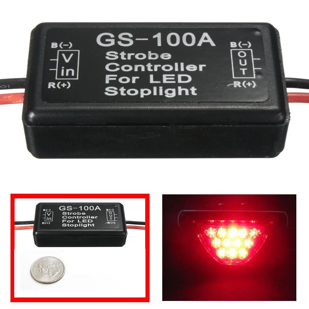 

GS-100A Universal Car 12V LED Brake Stop Light Strobe Controller Flash Module Remote Control