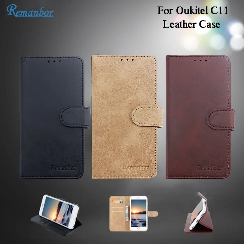 Remanbor для Oukitel C11 Эксклюзивный кожаный чехол телефона Обложка кредитной держатель