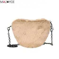 Плюшевая сумка-мессенджер в форме сердца для женщин Feminina модная сумка через плечо для девочек Повседневная цепочка на плечо Bolsos Mujer