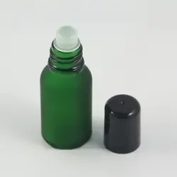 15 мл зеленый матовый стекло ролл на бутылки Образец тесты ролик флаконы для эфирных масел с нержавеющая сталь/стекло мяч