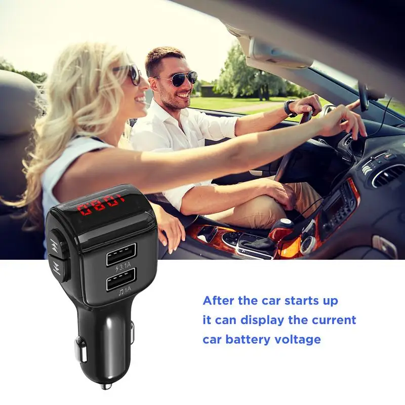 A01 Mini 5.0 Car Wireless Bluetooth MP3 Dual USB Car Charger FM 2 USB Ports PowerIQ AUX Output and USB Drive to Play MP3 Files