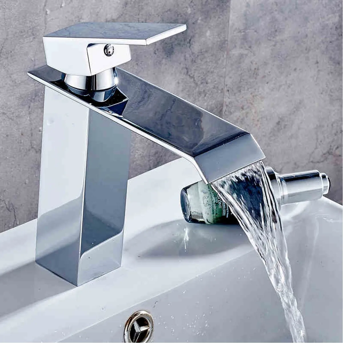 

Waterfall Faucet Bathroom Basin Sink Mixer Widespread Chrome Polish Single Handle Single Hole Mixer Tap Deck Mounted Faucet