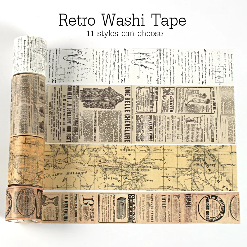 Ensemble de bandes Washi rétro Vintage, décoration, Scrapbooking, masquage, washitape décoratif, Washi whasi decorada, autocollants pour journal