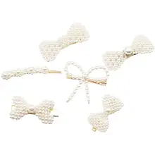 6 шт. заколки для волос, сплав, модный бант, искусственный жемчуг, прочные заколки, заколки для волос, заколки для женщин, девушек