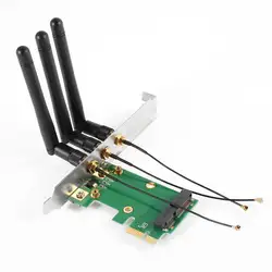 Мини PCI-E Express для PCI-E беспроводной адаптер w 3 антенна WiFi для ПК