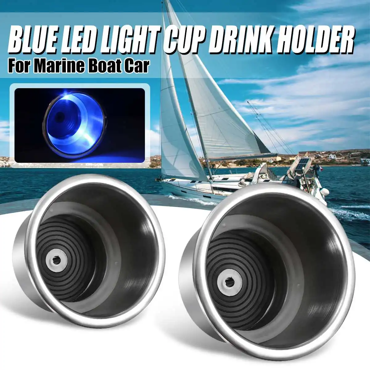 12V LED Marine Boat Yacht Car for Camper Stainless Steel Cup Drink