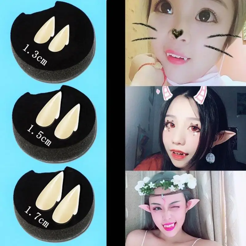 

2 Pcs/Set Fake Teeth Halloween Hot Sale Zombie Vampire Ghost Devil Fangs Party Props Scary Tooth Halloween Costume Accessories