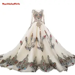 BacklakeGirls 2018 Атлас цвета шампана Свадебные платья для церкви поезд кружево бальное платье винтажные Свадебные платья Vestido De Noiva R