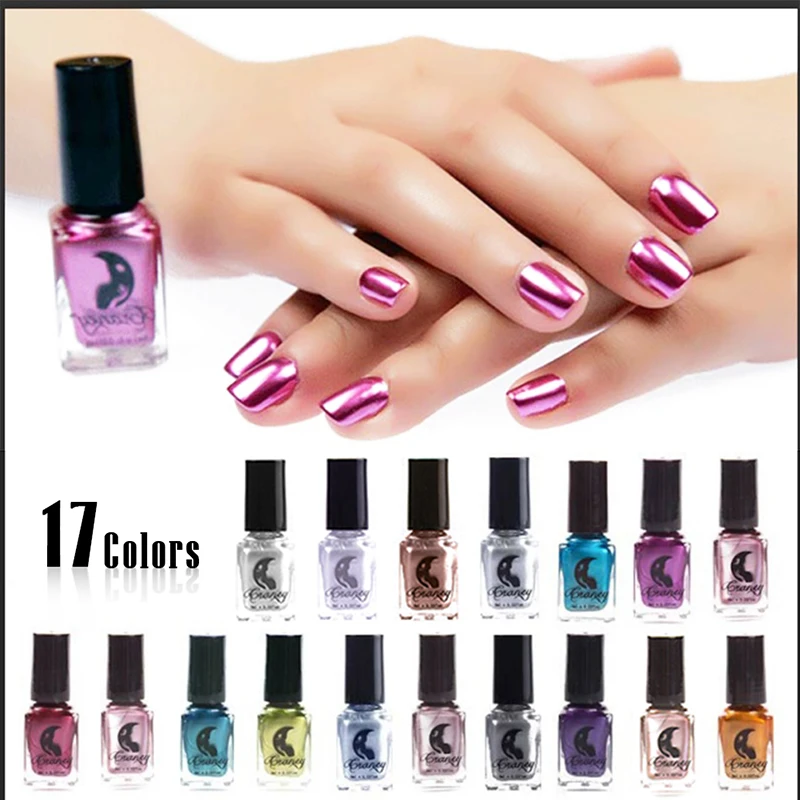 Модный лак для ногтей девушка милый лак для украшения ногтей Серебряный Металл с эффектом зеркала Золотая основа верхнее покрытие лак для ногтей