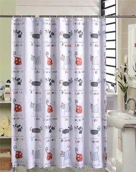 

High Quality Cartoon Cute Cats Polyester Fabric Bathroom Curtain Waterproof Mildewproof Shower Curtains for Home Decoration 20