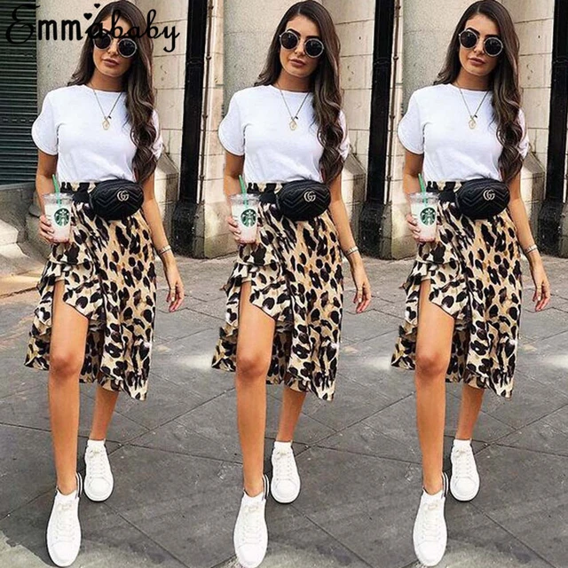 Mini Falda corta informal de verano estampado de leopardo, Falda corta con volantes, gran oferta _ - AliExpress Mobile