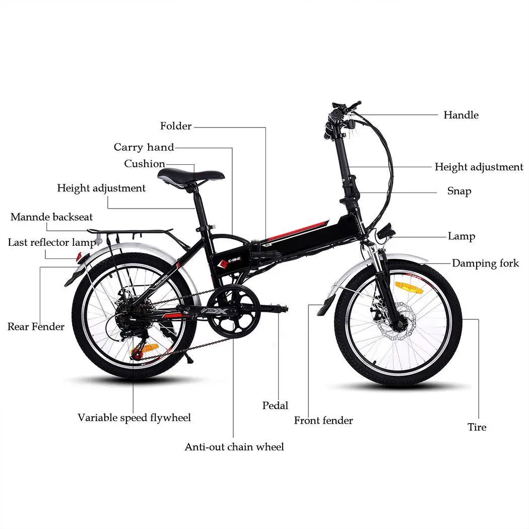 Sale ANCHEER 20 Inch Electric Bike Folding 7 Speed Electric Mountain Bike Cycling Bicycle 250W High Speed Brushless Gear Motors Ebike 3