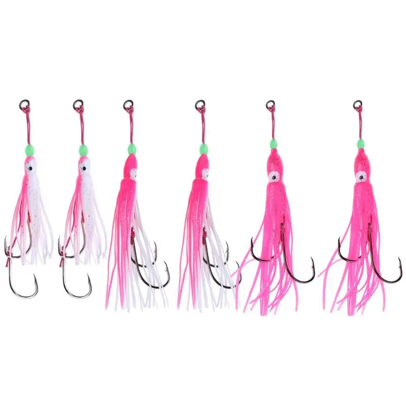 

2pcs Soft PVC White Pink Squid Shape Fishing Lures 6cm 10cm 12cm Octopus Fishing Bait with Treble Hook Tackle Tools