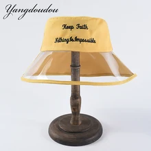 Сращивания прозрачные женские Панамы Женский ПВХ пляж хлопок Письмо Рыбацкая шляпа широкими полями шапки Защита от солнца козырек Gorras