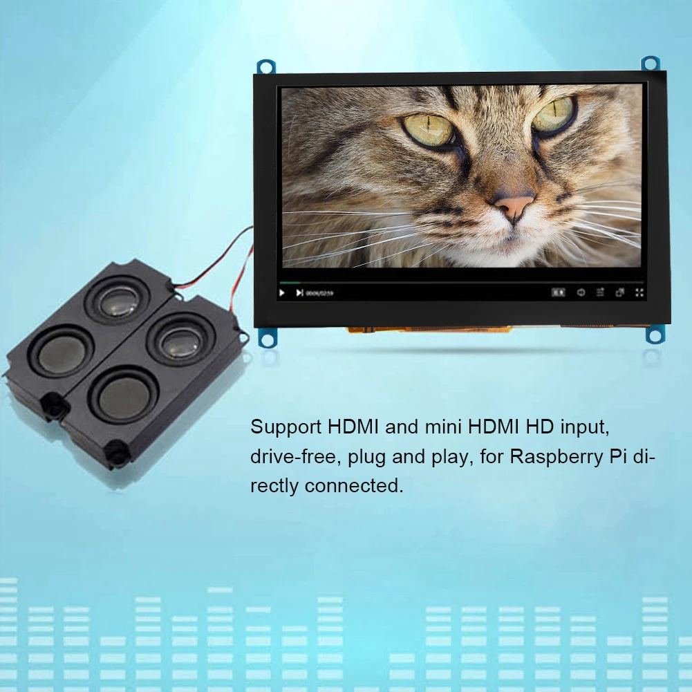 

5-inch HDMI LCD(H) 800*480 Backlight Capacitive with Audio Output Touch Screen For Raspberry Pi