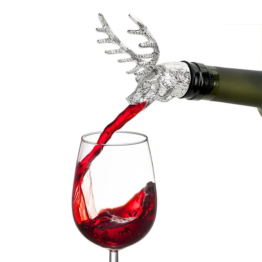

Wine Stopper Deer Stag Head Bar Tools Wine Pourer Bottle Cap Cover Wine Extractor Funny Bottle Plug Stainless Steel