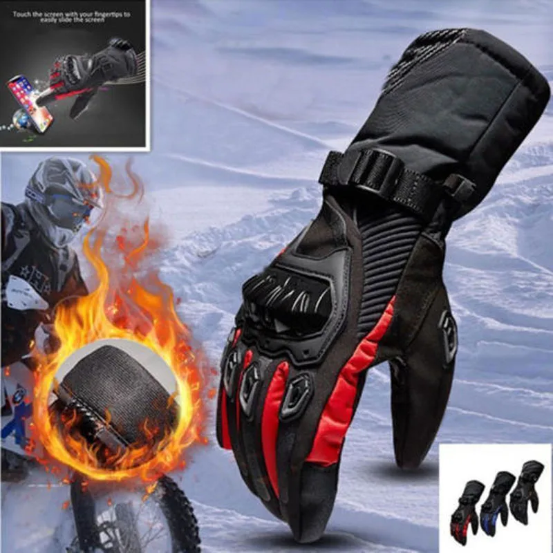 Новый стиль 1 пара Зимний кожаный термальный мотоцикл для байкеров мотоциклетные водонепроницаемые перчатки на открытом воздухе