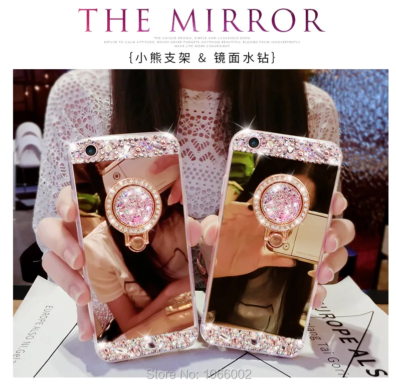 

Hot Bling Mirror Case for Xiaomi Mi A2 lite/A2/A1 Glitter Crystal Ring Stand coque Fundas for Xiaomi Mi 8 Lite/8/8 SE/Max 3