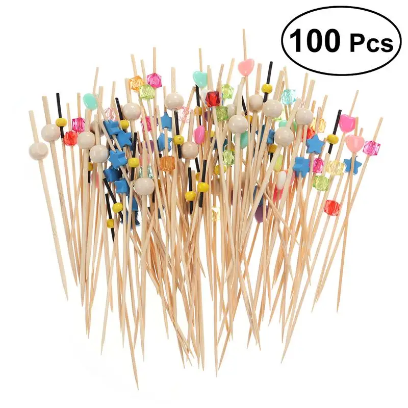 

About 100pcs Disposable Wooden Fruit Food Picks Drink Beverage Appetizer Cocktail Sticks Toothpicks