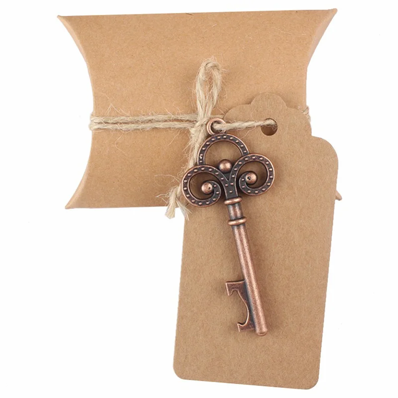 

20 Sets Craft Candy Box with Key Bottle Opener Tag Card Paper Box for Wedding Favors Party Gifts Event Party Supplies