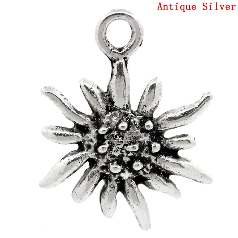 

Doreen Box Lovely Charm Pendants Edelweiss Flower Antique Silver 17x13mm,30PCs (B24080)
