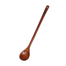 1 шт деревянные ложки натуральные длинные ручки ложки для помешивания краски цвета кофе чайные ложки(33 см