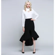 Лето г. элегантный оборками Женские Длинные Юбка-годе Vestidos Дизайнер Высокая талия Дамы официальная Вечеринка Русалка Юбка Костюмы