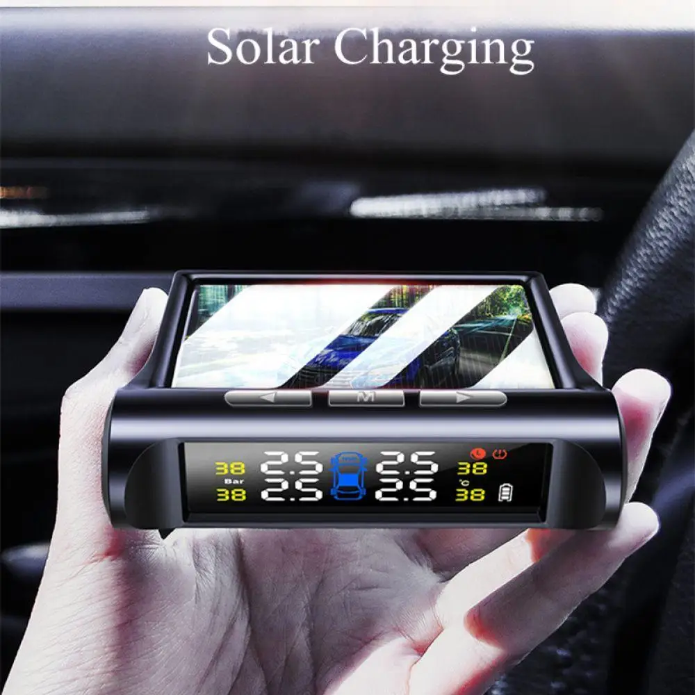 

General Wireless TPMS Sensor Solar Power Car Auto Tire Pressure Monitoring System Color LCD Display with 4 Sensors Car Styling