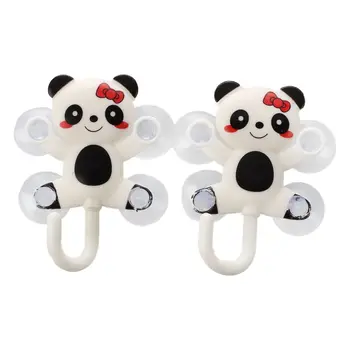 

2 Pcs Panda Design Bag Towel Ladle Hanging Suction Cups Hook White Black 1.2Kg