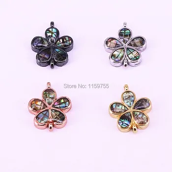

20Pcs Fashion Flower Rainbow Abalone Shell Connectors, Women Jewelry Charm Beads Findings