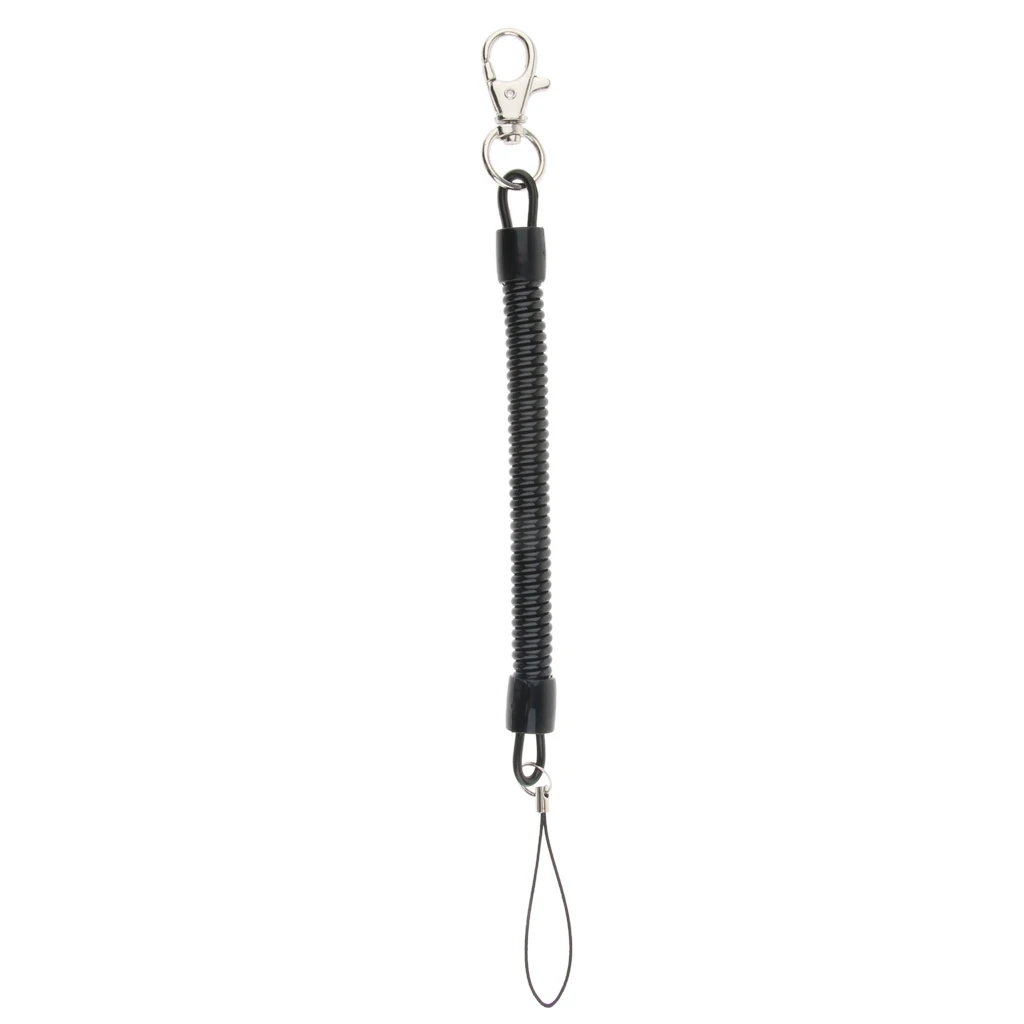 

25cm Rubber Spiral Key Chain Retractable Clip On Stretchy Elastic Coil Spring Keyring For Outdoor Camping Hiking