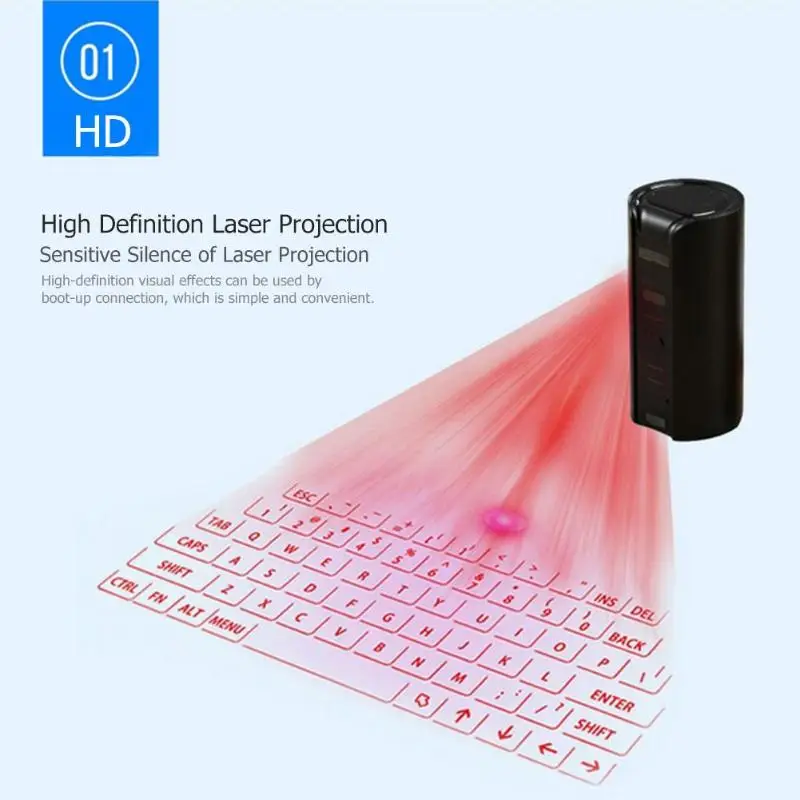 

Wireless Laser Projection Keyboard Bluetooth Virtual Rechargeable QWERTY Laser Keyboard Keypad for Smart Phone Tablet PC
