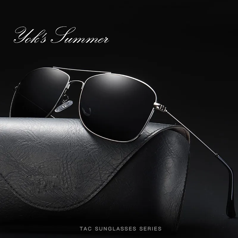 

YOK'S Square Polarized Sunglasses Men Brand Metal Frame Shade Driving Sun Glasses Classic Black Anti-glare Goggles Oculos HN1215