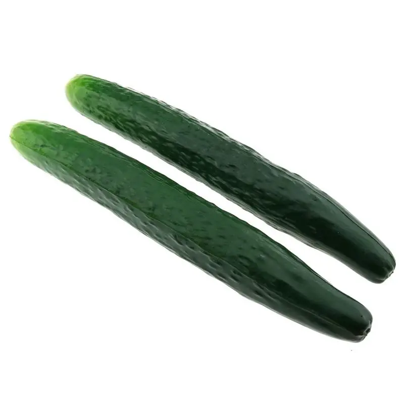 

2 Pcs Soft PU Material Artificial Lifelike Green Cucumber Fake Vegetable Decoration