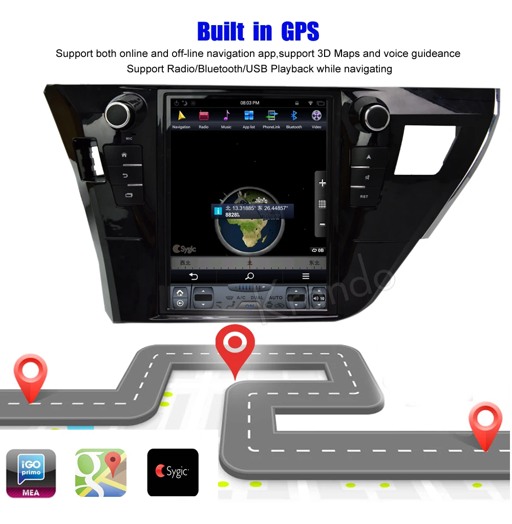Sale Krando Android 8.1 10.4" Vertical screen car gps navigation radio player for Toyota Corolla 2013-2016 multimedia system 3 Sale Krando Android 8.1 10.4" Vertical screen car gps navigation radio player for Toyota Corolla 2013-2016 multimedia system 3
