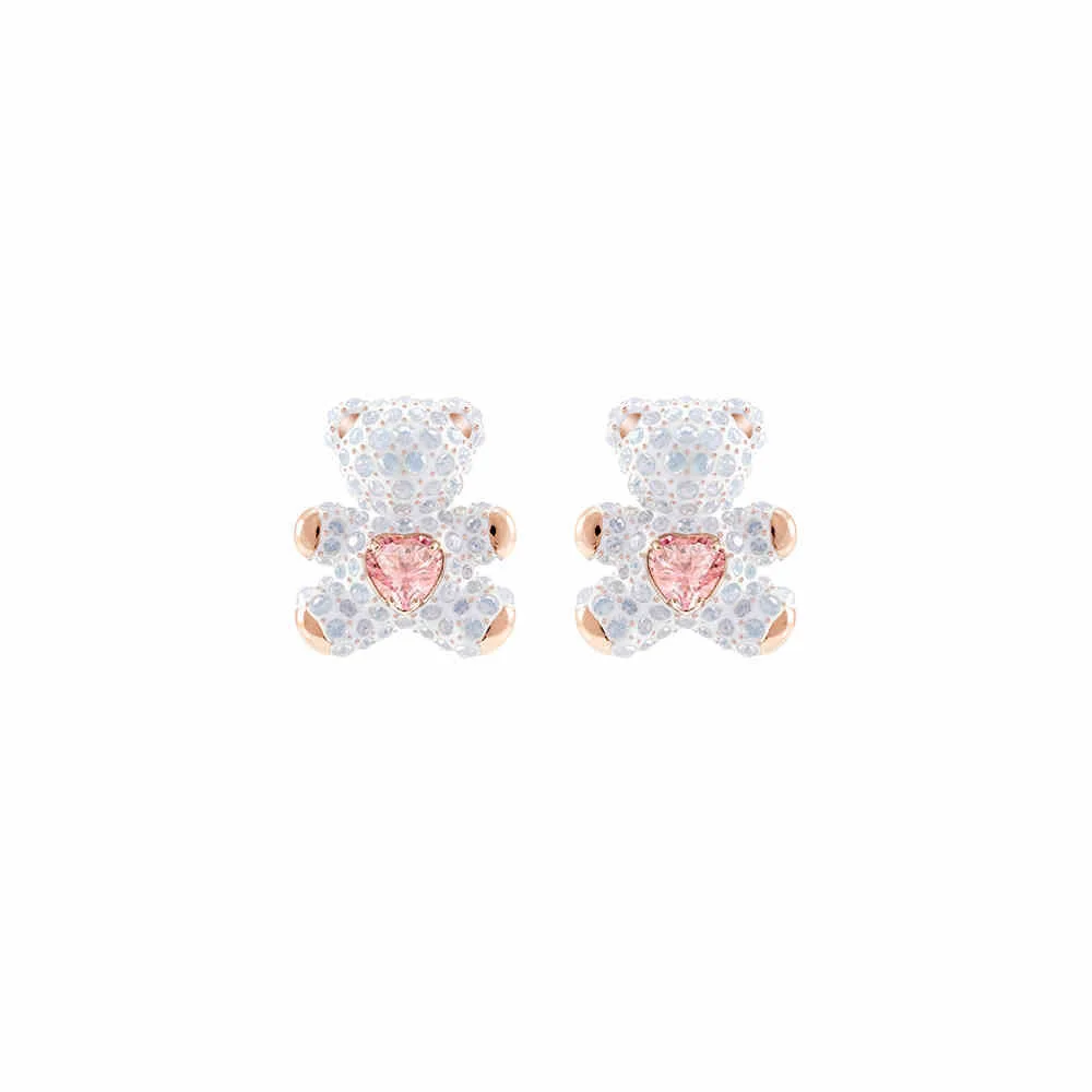 

Recommend Swa 1:1 Teddy Bear Silver Crystal Stud Earrings For Women Gift Jewelry New